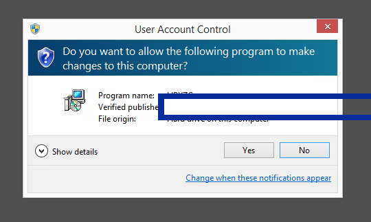 Screenshot where WATCHDOGDEVELOPMENT.COM, LLC appears as the verified publisher in the UAC dialog